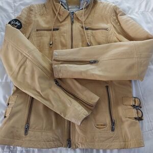Leather Harley Davidson Jacket w/hood